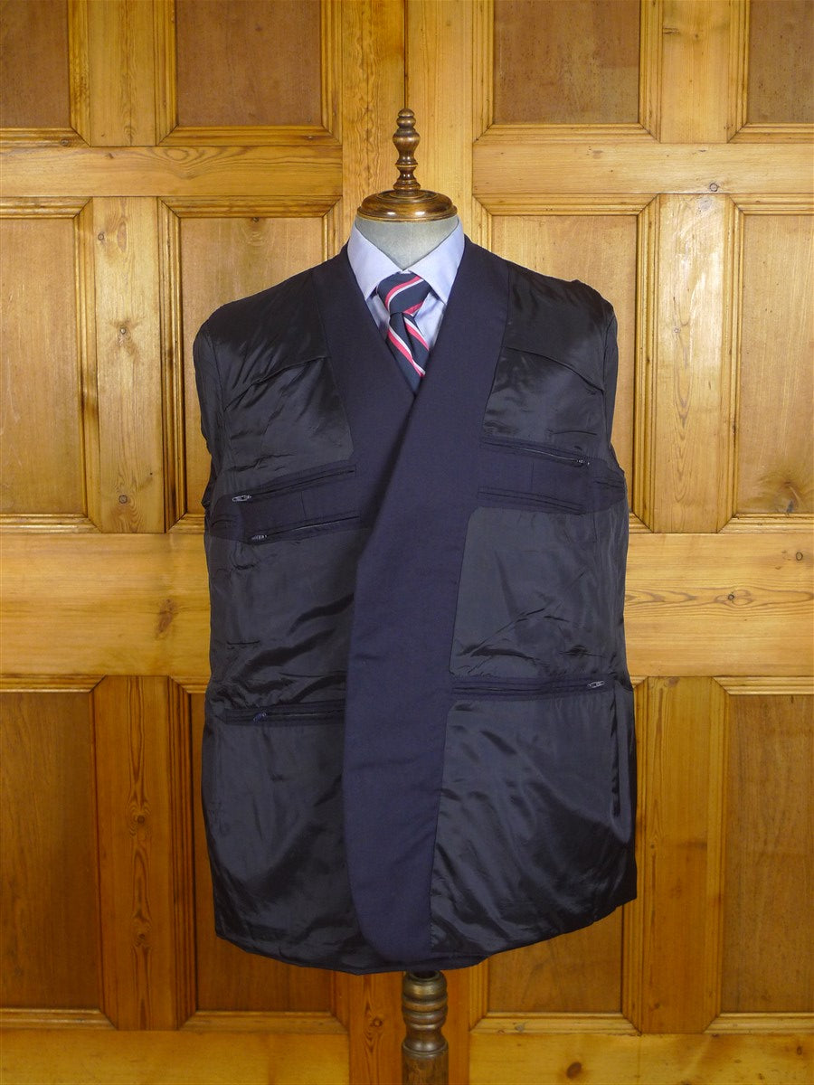 25/1062 immaculate 2019 kent haste lachter savile row bespoke navy blue worsted 7 mohair blazer w/ services buttons 49 regular