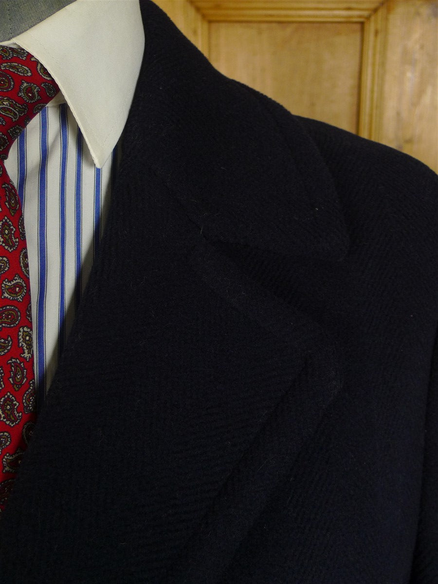 25/1065 vintage extra heavyweight navy blue textured wool overcoat 46