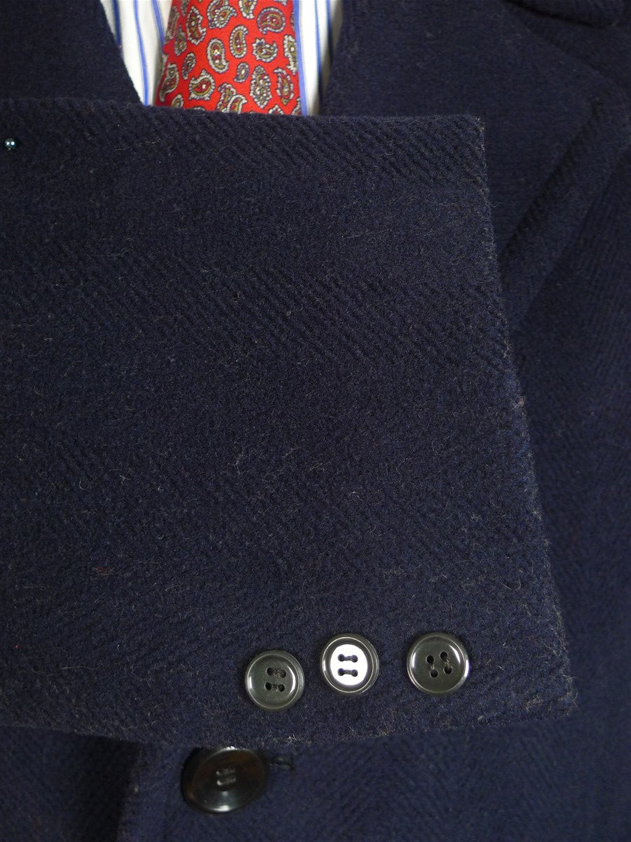 25/1065 vintage extra heavyweight navy blue textured wool overcoat 46