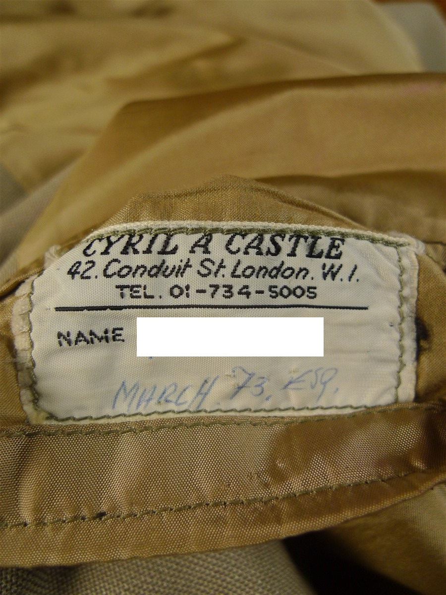 24/1029 wonderful 1973 vintage cyril a castle savile row conduit st bespoke beige mohair & worsted suit w/ stunning detailing 42 regular