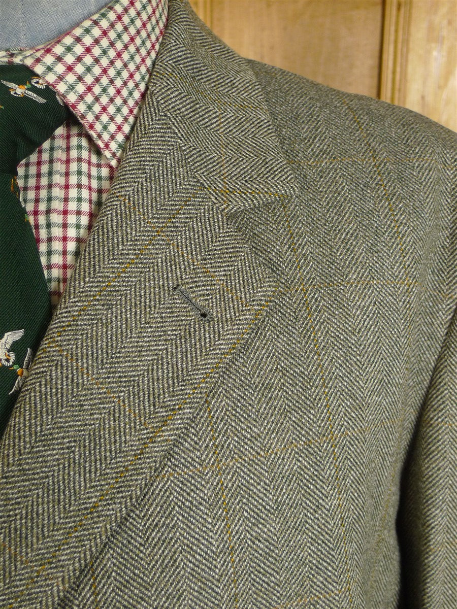 25/1064 immaculate vintage john g hardy heavyweight green wp check tweed coat overcoat 50-52 long