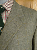 25/1064 immaculate vintage john g hardy heavyweight green wp check tweed coat overcoat 50-52 long