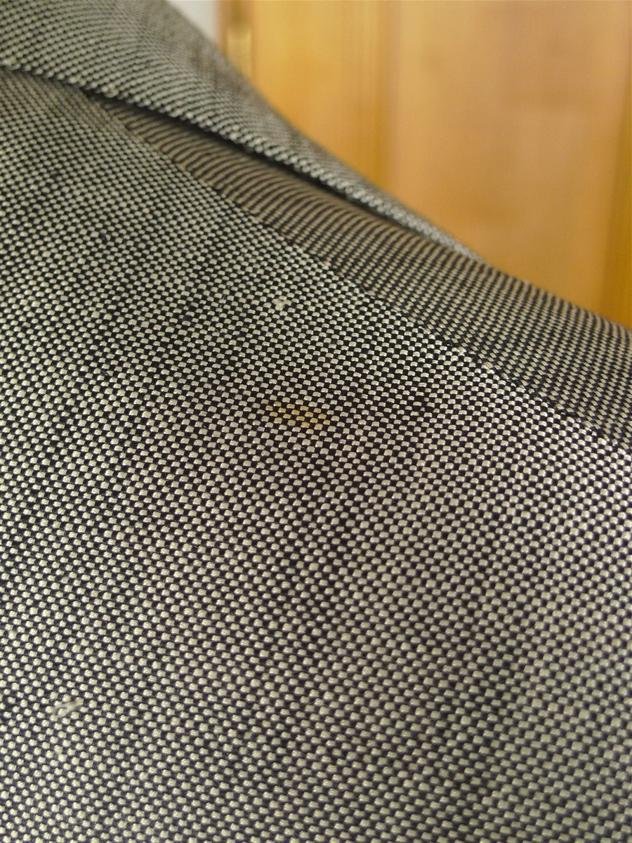 24/1061 wonderful 1974 vintage cyril a castle savile row conduit st bespoke grey birds-eye worsted & silk suit w/ pattern lining 41 regular