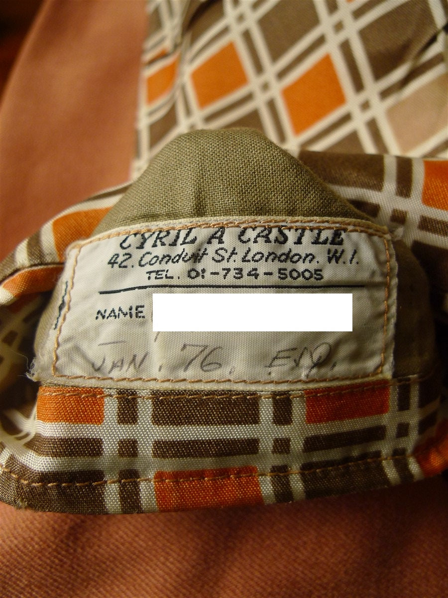 24/1045 wonderful 1976 vintage cyril a castle savile row conduit st bespoke peach wool blazer w/ beautiful detailing 44 short to regular