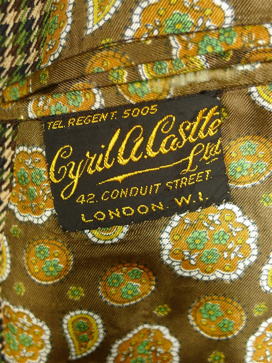 24/1082 wonderful cyril a castle savile row conduit st green check wool silk sports jacket blazer w/ paisley lining 42 short to regular