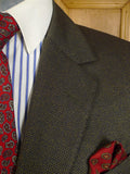 24/1074 wonderful 1974 cyril a castle savile row conduit st brown heavyweight brown worsted suit w/ dandy linings 43 short to regular
