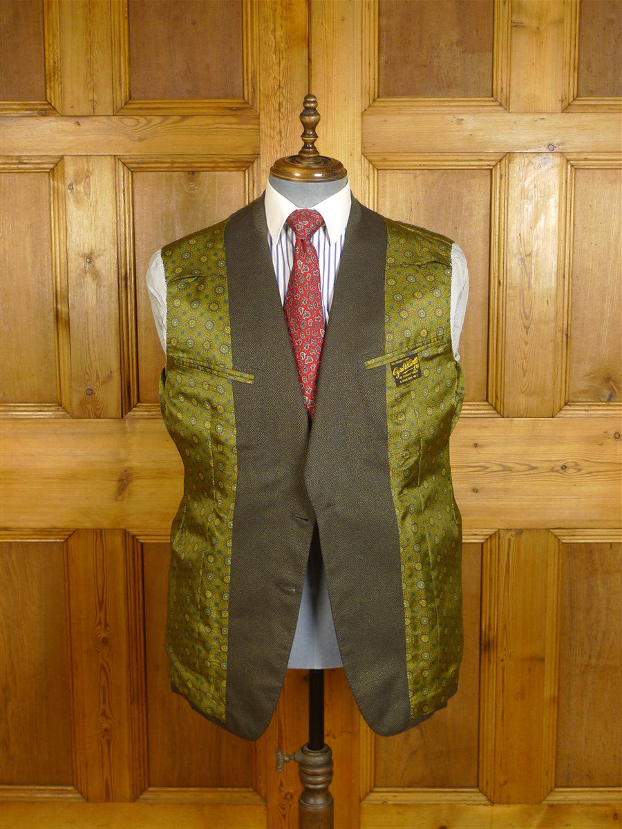 24/1074 wonderful 1974 cyril a castle savile row conduit st brown heavyweight brown worsted suit w/ dandy linings 43 short to regular