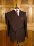 24/1072 wonderful 1976 cyril a castle savile row conduit st brown fancy pin-stripe worsted suit w/ patterned linings 44 short to regular