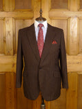 24/1072 wonderful 1976 cyril a castle savile row conduit st brown fancy pin-stripe worsted suit w/ patterned linings 44 short to regular