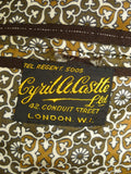 24/1072 wonderful 1976 cyril a castle savile row conduit st brown fancy pin-stripe worsted suit w/ patterned linings 44 short to regular