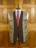 24/1072 wonderful 1976 cyril a castle savile row conduit st brown fancy pin-stripe worsted suit w/ patterned linings 44 short to regular