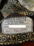24/1072 wonderful 1976 cyril a castle savile row conduit st brown fancy pin-stripe worsted suit w/ patterned linings 44 short to regular