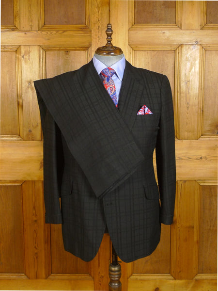 24/1069 wonderful 1974 cyril a castle savile row conduit st black wool silk mohair textured check suit 44 short to regular