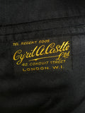 24/1069 wonderful 1974 cyril a castle savile row conduit st black wool silk mohair textured check suit 44 short to regular