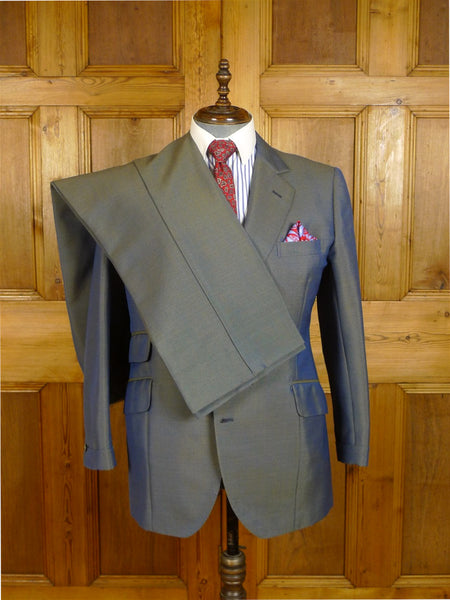 24/1070 wonderful 1974 cyril a castle savile row conduit st black wool silk mohair 2-tone solaro suit w/ patterned linings 42-43 short to regular