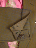 24/1109 beautiful 1974 vintage cyril a castle savile row conduit st brown / blue stripe mohair suit w/ paisley linings 43 short to regular