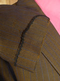 24/1109 beautiful 1974 vintage cyril a castle savile row conduit st brown / blue stripe mohair suit w/ paisley linings 43 short to regular