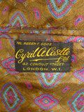 24/1109 beautiful 1974 vintage cyril a castle savile row conduit st brown / blue stripe mohair suit w/ paisley linings 43 short to regular