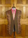 24/1109 beautiful 1974 vintage cyril a castle savile row conduit st brown / blue stripe mohair suit w/ paisley linings 43 short to regular