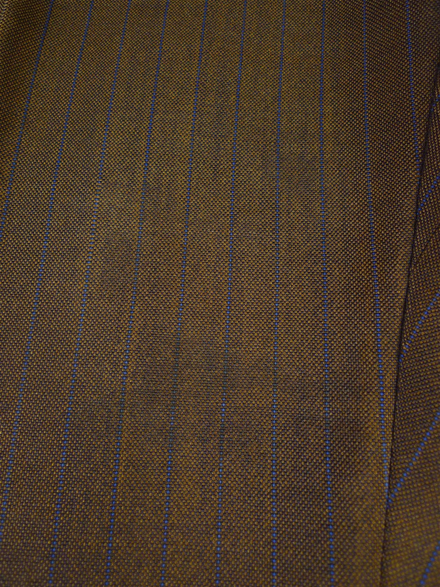 24/1109 beautiful 1974 vintage cyril a castle savile row conduit st brown / blue stripe mohair suit w/ paisley linings 43 short to regular