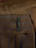 24/1109 beautiful 1974 vintage cyril a castle savile row conduit st brown / blue stripe mohair suit w/ paisley linings 43 short to regular
