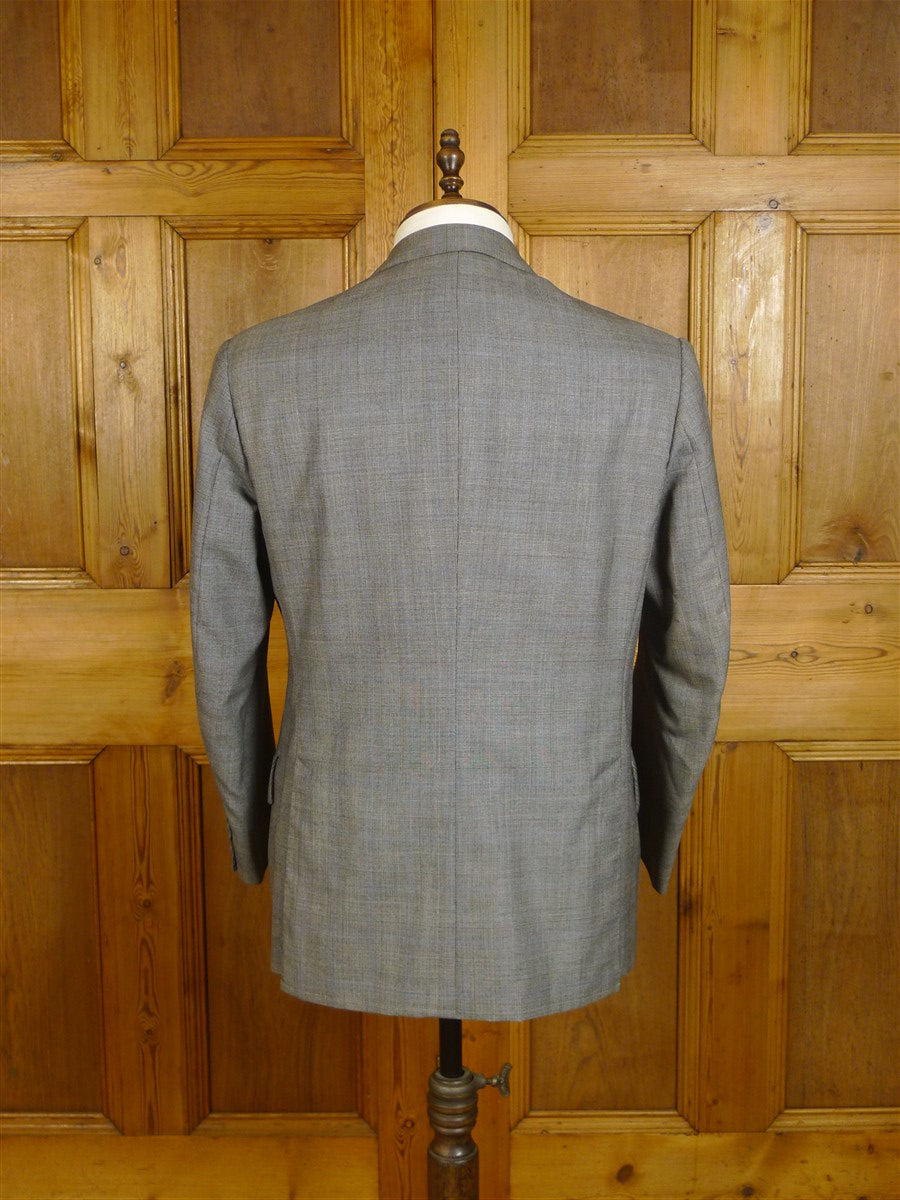 24/1135 vintage 1990 dege savile row bespoke grey / blue prince of wales check d/b worsted suit 41 short