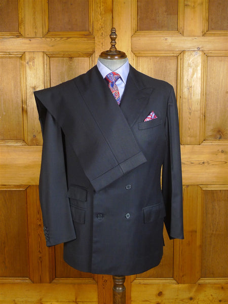 24/1130 vintage 1999 anderson & sheppard savile row bespoke dark teal blue birds-eye weave d/b wool suit 45-46 regular