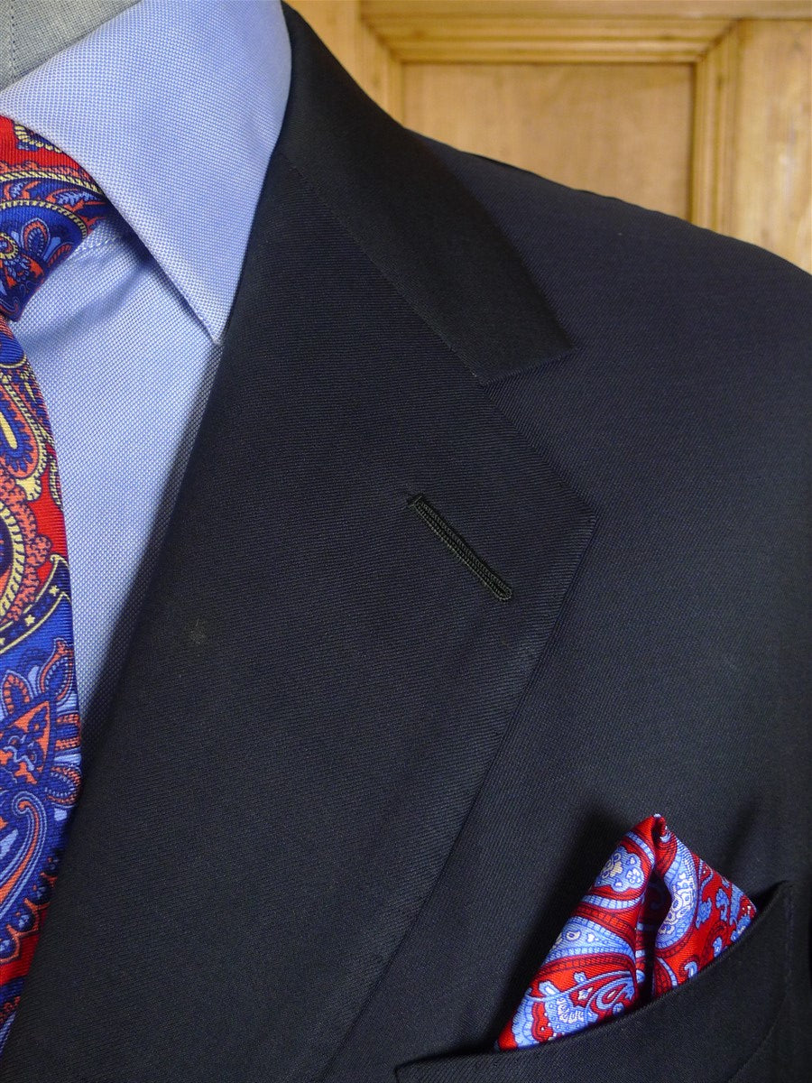 24/1166 anderson & sheppard 2004 savile row bespoke very dark blue wool suit jacket blazer 46 regular