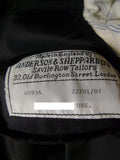 24/1167 immaculate anderson & sheppard 2007 savile row bespoke grey herringbone wool suit jacket blazer 46 regular to long