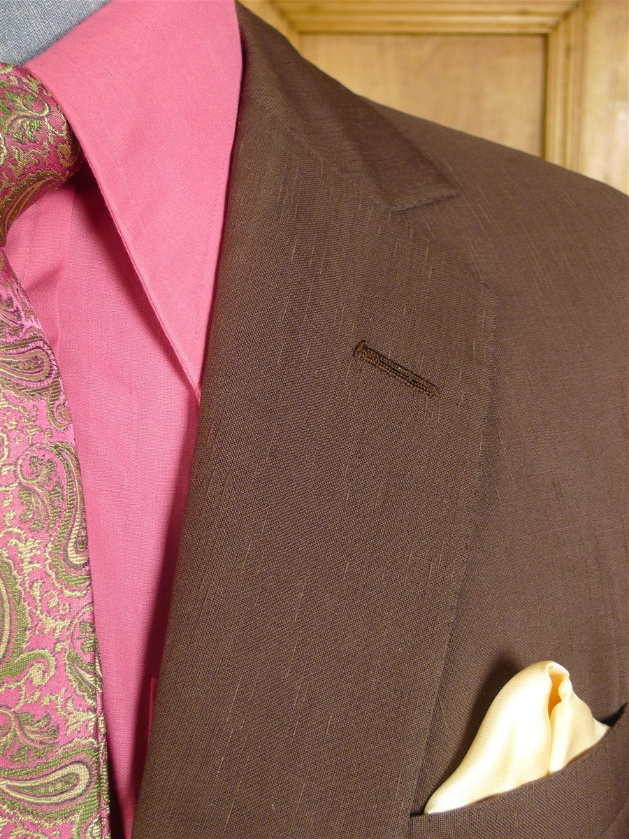 24/1160 wonderful 1976 cyril a  castle savile row conduit st bespoke vintage brown textured silk blazer w/ paisley linings 43 regular