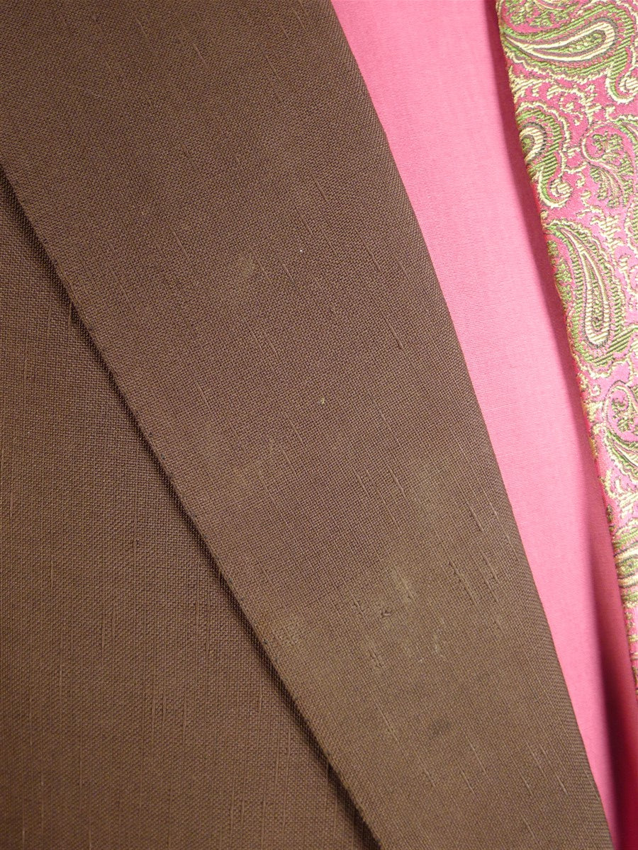 24/1160 wonderful 1976 cyril a  castle savile row conduit st bespoke vintage brown textured silk blazer w/ paisley linings 43 regular