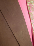 24/1160 wonderful 1976 cyril a  castle savile row conduit st bespoke vintage brown textured silk blazer w/ paisley linings 43 regular