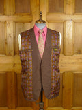 24/1160 wonderful 1976 cyril a  castle savile row conduit st bespoke vintage brown textured silk blazer w/ paisley linings 43 regular