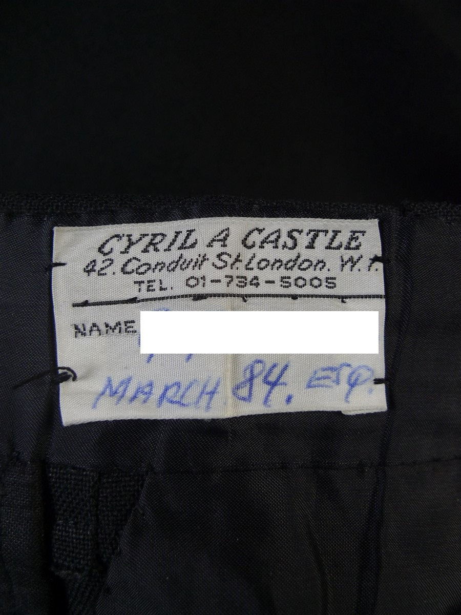 25/0017 excellent vintage cyril a castle conduit st savile row bespoke black mohair trouser 37-41