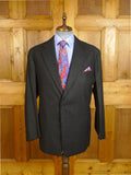 25/0081 anderson & sheppard 2003 savile row bespoke charcoal grey worsted flannel suit jacket 46-47 regular to long
