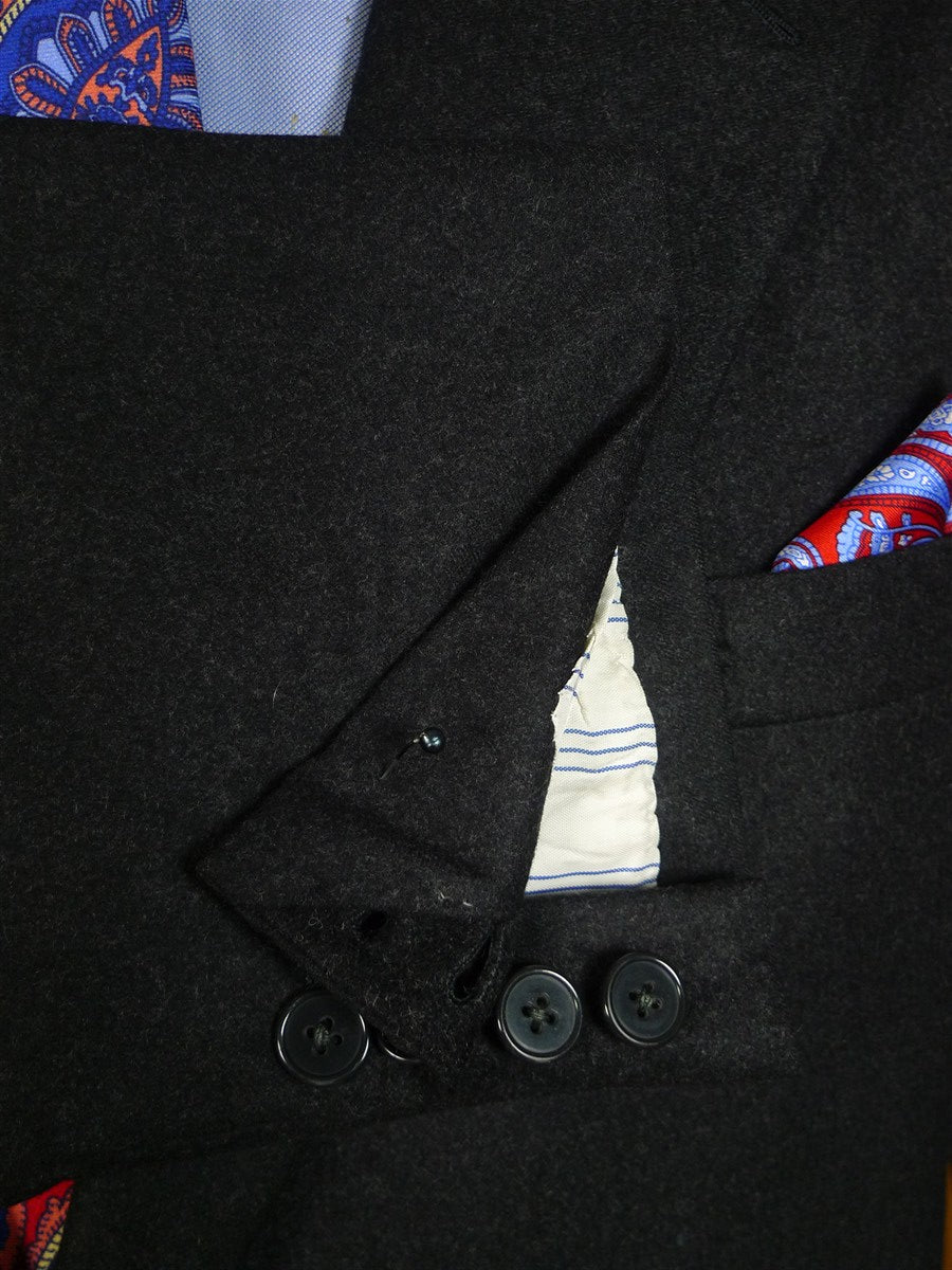 25/0081 anderson & sheppard 2003 savile row bespoke charcoal grey worsted flannel suit jacket 46-47 regular to long