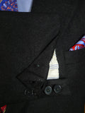 25/0081 anderson & sheppard 2003 savile row bespoke charcoal grey worsted flannel suit jacket 46-47 regular to long