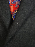 25/0081 anderson & sheppard 2003 savile row bespoke charcoal grey worsted flannel suit jacket 46-47 regular to long