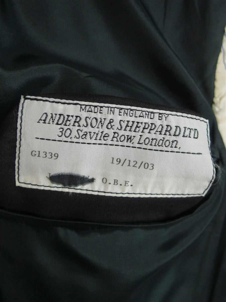 25/0081 anderson & sheppard 2003 savile row bespoke charcoal grey worsted flannel suit jacket 46-47 regular to long