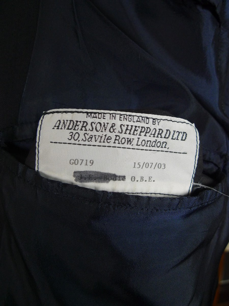 25/0094 anderson & sheppard 2003 savile row bespoke dark navy blue mohair blazer 46-47 regular to long