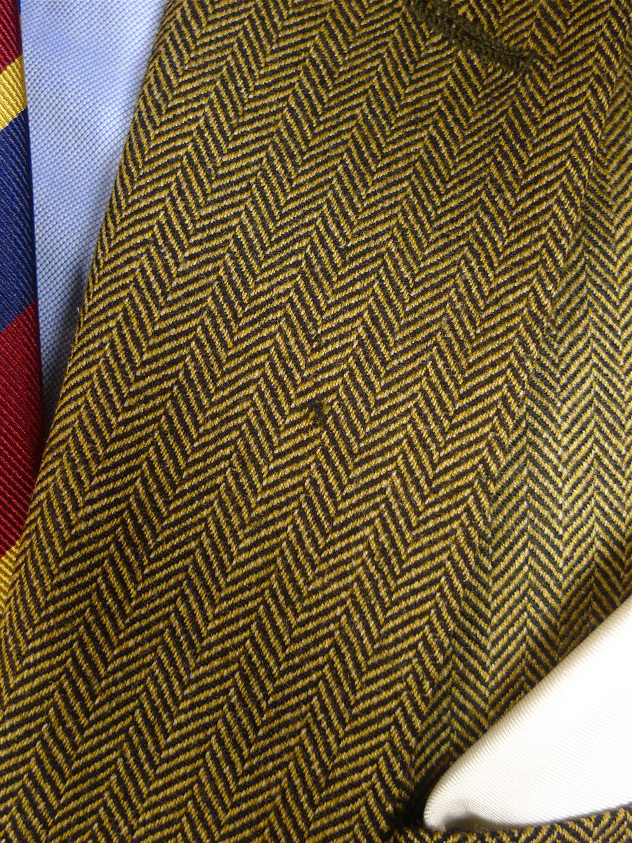25/0097 bespoke tailored brown herringbone sports jacket blazer 48 regular to long