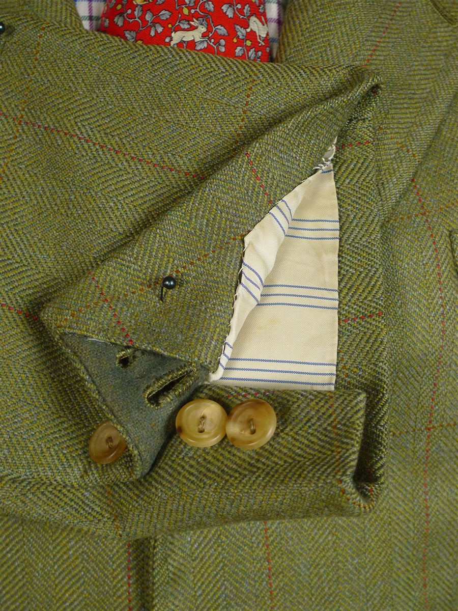 25/0114 anderson & sheppard savile row bespoke green wp check tweed shooting suit 39 short