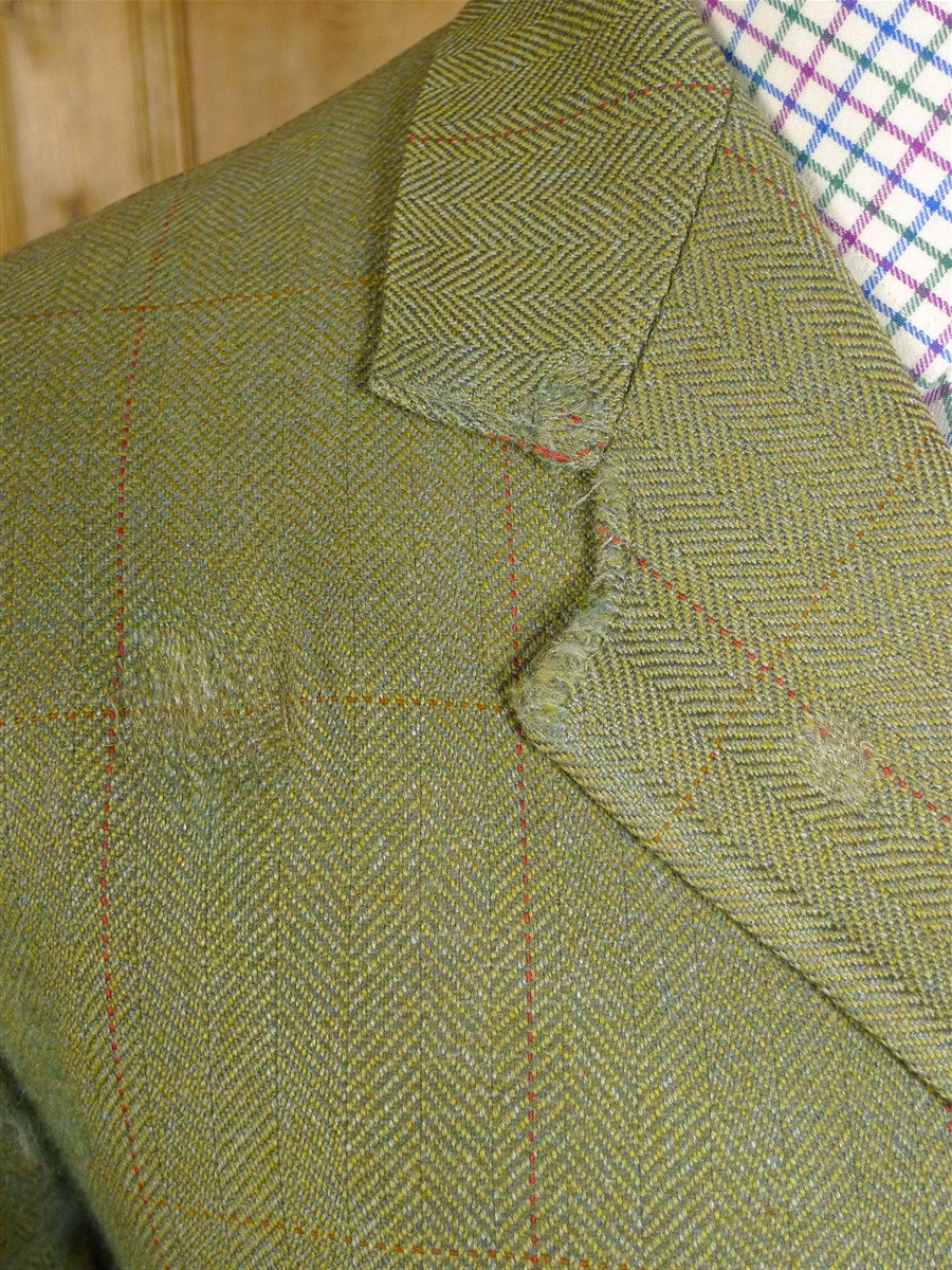25/0114 anderson & sheppard savile row bespoke green wp check tweed shooting suit 39 short