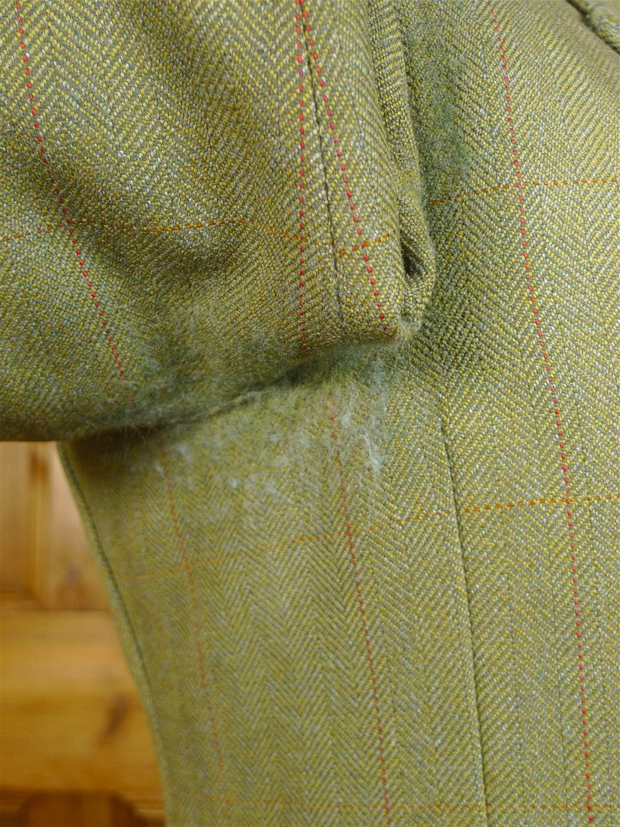 25/0114 anderson & sheppard savile row bespoke green wp check tweed shooting suit 39 short