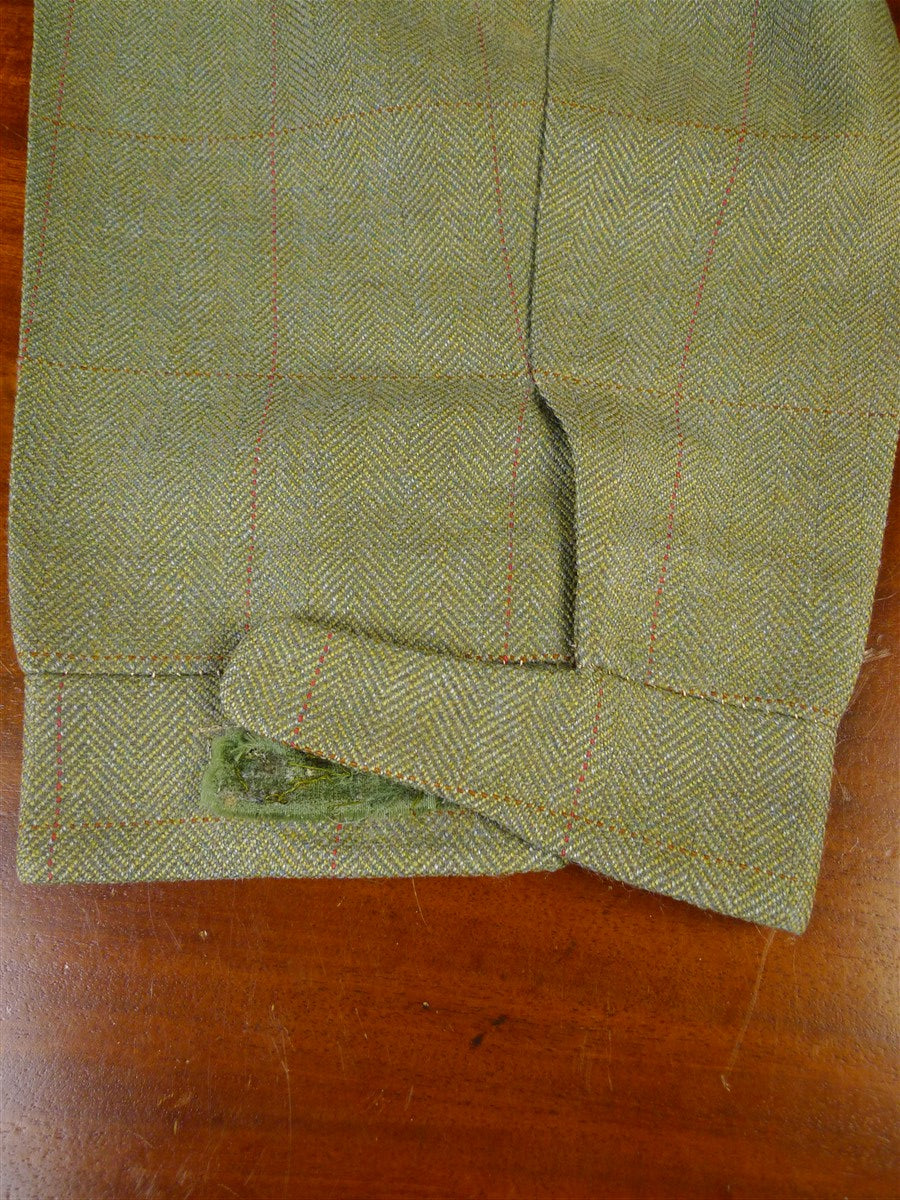 25/0114 anderson & sheppard savile row bespoke green wp check tweed shooting suit 39 short