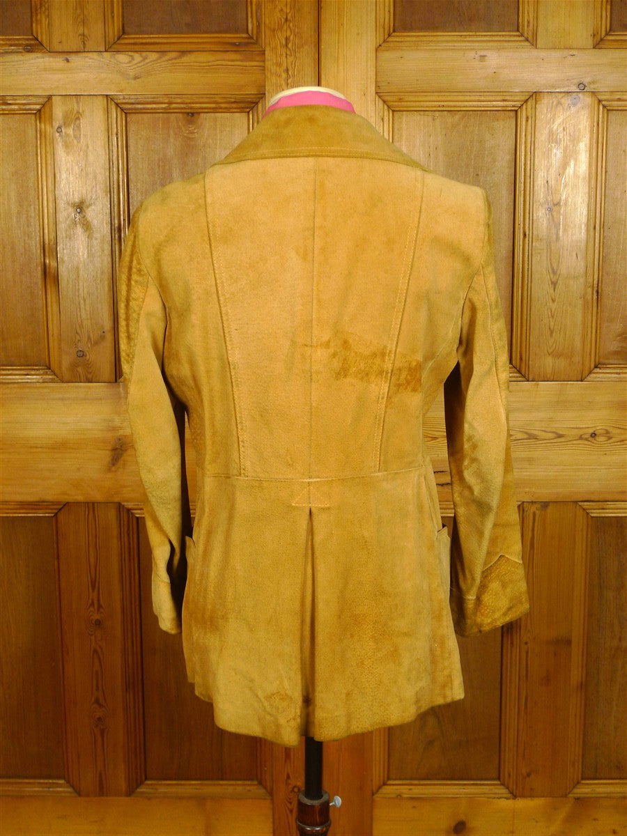 25/0131 genuine 1960s vintage lord john carnaby street tan brown pigskin d/b pea coat jacket 36-37