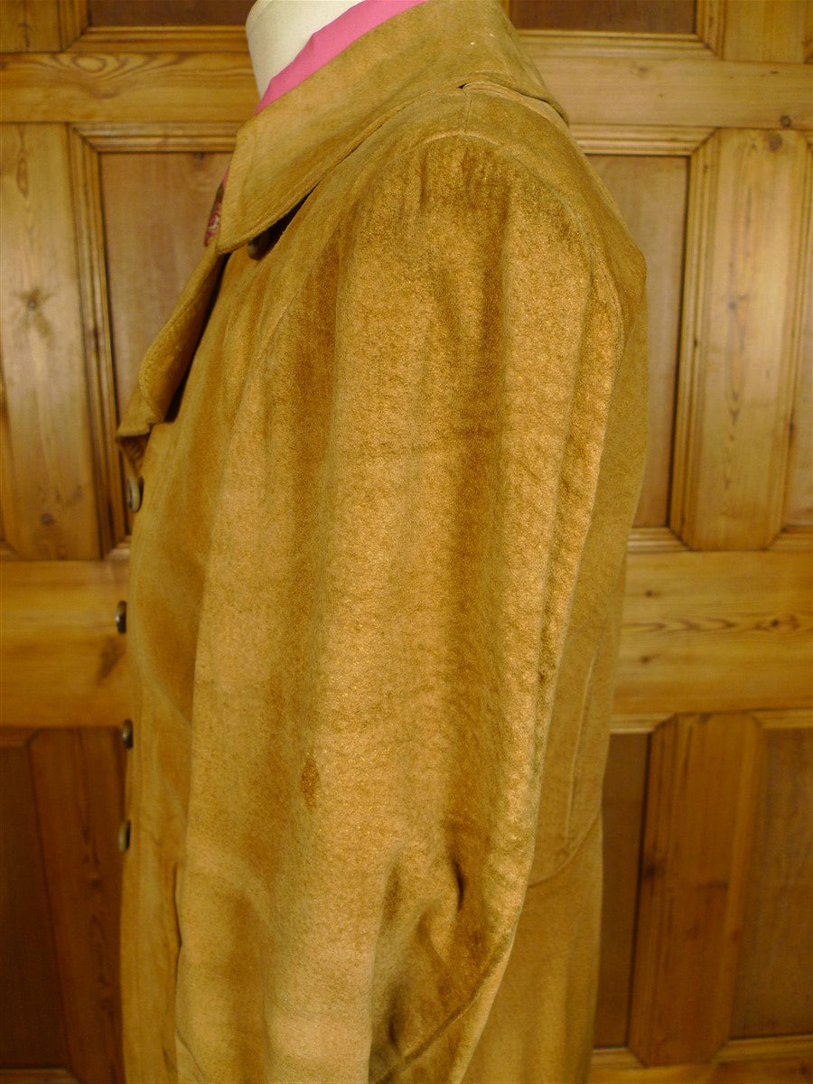 25/0131 genuine 1960s vintage lord john carnaby street tan brown pigskin d/b pea coat jacket 36-37