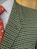 25/0149 wonderful 1950s 1960s vintage heavyweight green houndstooth check tweed jacket w/ double besom! 40 short