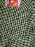 25/0149 wonderful 1950s 1960s vintage heavyweight green houndstooth check tweed jacket w/ double besom! 40 short