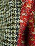 25/0149 wonderful 1950s 1960s vintage heavyweight green houndstooth check tweed jacket w/ double besom! 40 short